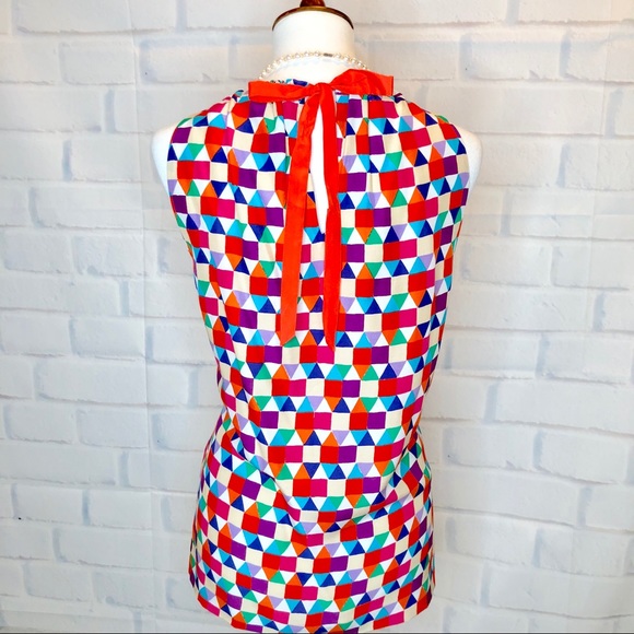 K A T E S P A D E : “Selena” Geometric Silk Top - Picture 3 of 8